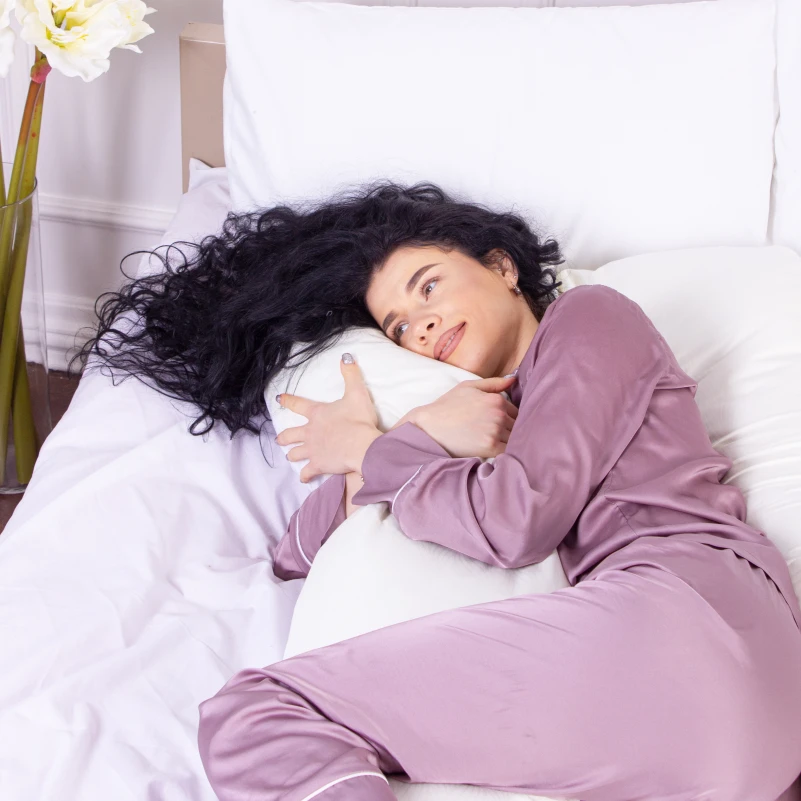 Подушка для беременных и отдыха U-образная № 8033 Eco Line "White-Creamy" EcoSilk микросатин - 6