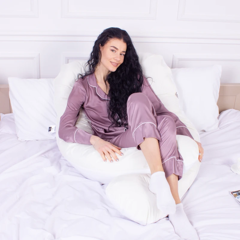 Подушка для беременных и отдыха U-образная № 8033 Eco Line "White-Creamy" EcoSilk микросатин - 10