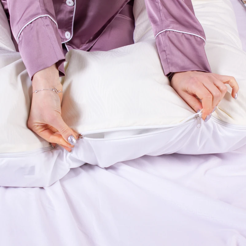 Подушка для беременных и отдыха U-образная № 8033 Eco Line "White-Creamy" EcoSilk микросатин - 11