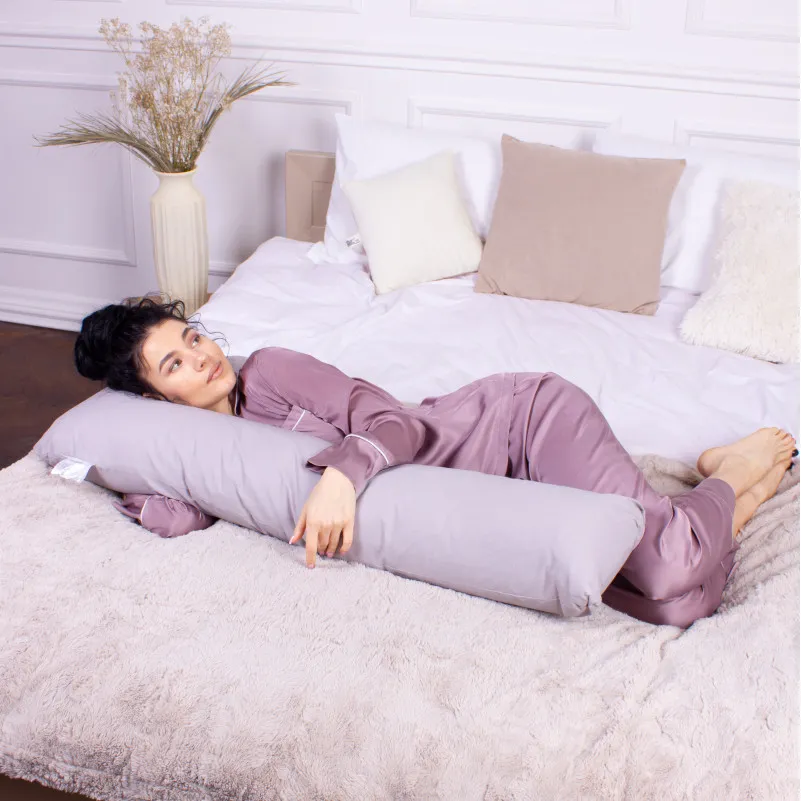 Подушка для беременных и отдыха Г-образная №8412 16-5703 Light Gray EcoSilk Ranforce Elite - 10