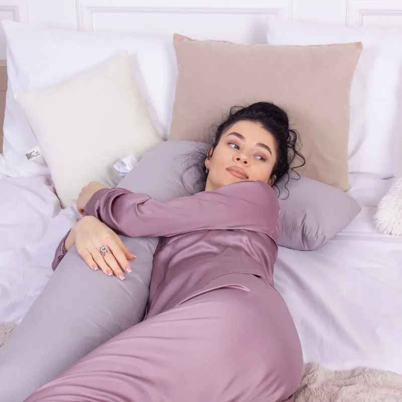 Подушка для беременных и отдыха Г-образная №8412 16-5703 Light Gray EcoSilk Ranforce Elite - 6