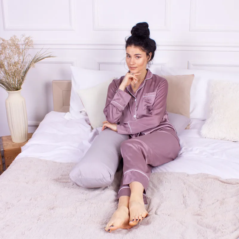 Подушка для беременных и отдыха Г-образная №8412 16-5703 Light Gray EcoSilk Ranforce Elite - 8