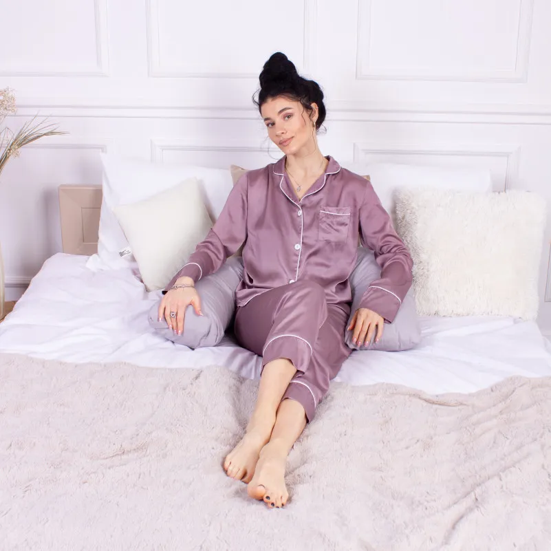 Подушка для беременных и отдыха Г-образная №8412 16-5703 Light Gray EcoSilk Ranforce Elite - 7