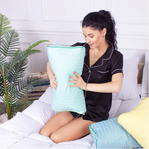 Подушка ортопедическая (стружка Memory) №4189 Satin Stripe 30-0013 Azure KIDDY 50*29*5/8 см