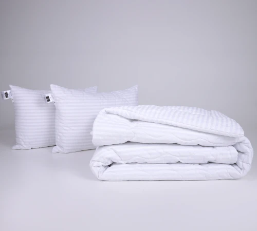 Набор №1111 Сolor Fun Line 17-0605 Stripe White EcoSilk Зима (одеяло + 2 подушки средние) Black Friday