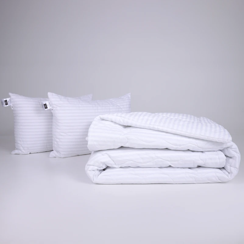 Набор №1111 Сolor Fun Line 17-0605 Stripe White EcoSilk Зима (одеяло + 2 подушки средние) Black Friday