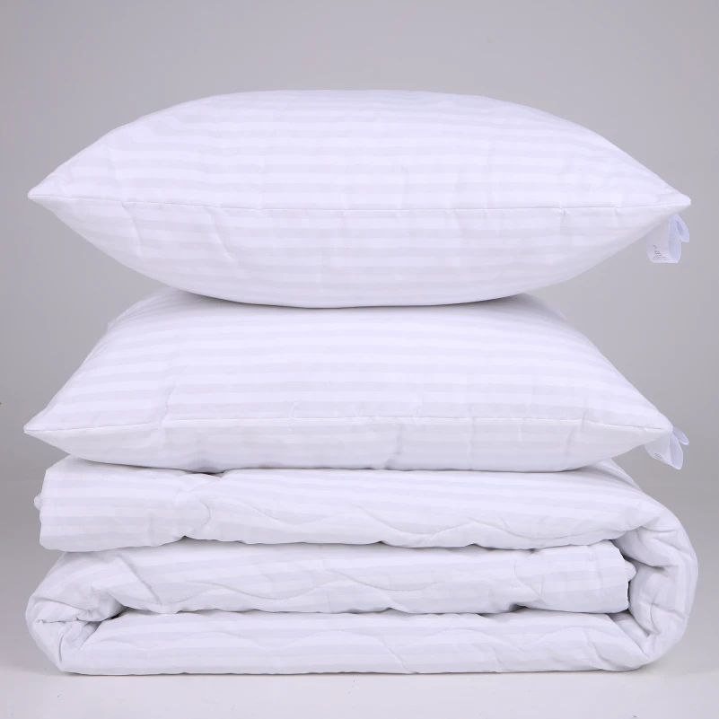 Набор №1111 Сolor Fun Line 17-0605 Stripe White EcoSilk Зима (одеяло + 2 подушки средние) Black Friday - 1