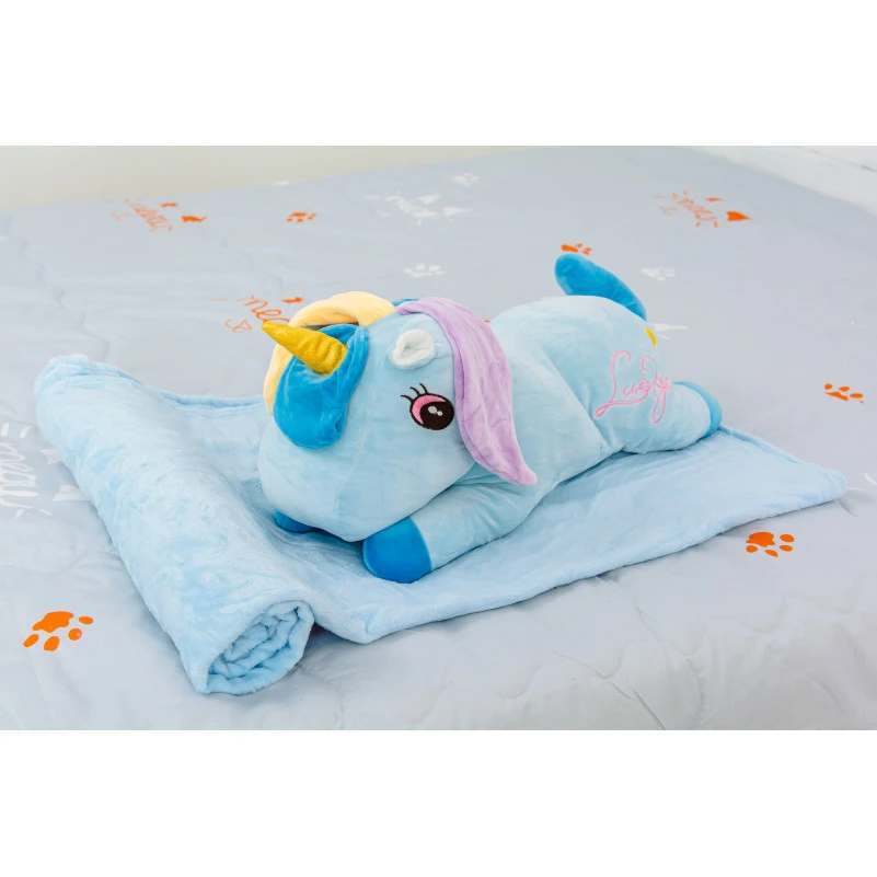 Плед+подушка детские №1068 Unicorn with Blue Mane