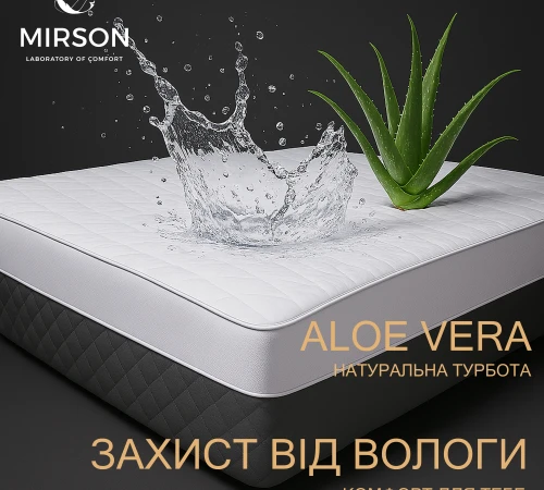 Наматрасник с Тенсель (Modal) Aloe Vera двусторонний №313 (непромокаемый с резинкой по периметру) Black Friday