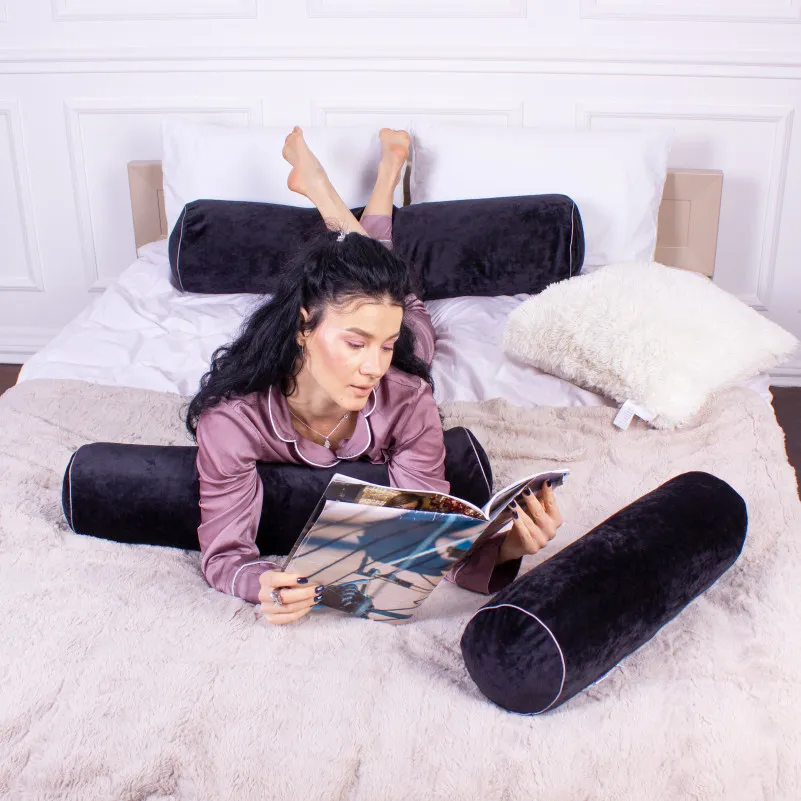 Подушка-валик №8558 Velvet Line 28-0007 Black 100% Memory - 8