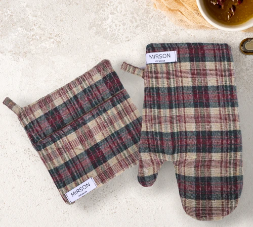 Набір №9001 Coffee (прихватка 1 шт., рукавиця 1 шт.) гобелен/вафля