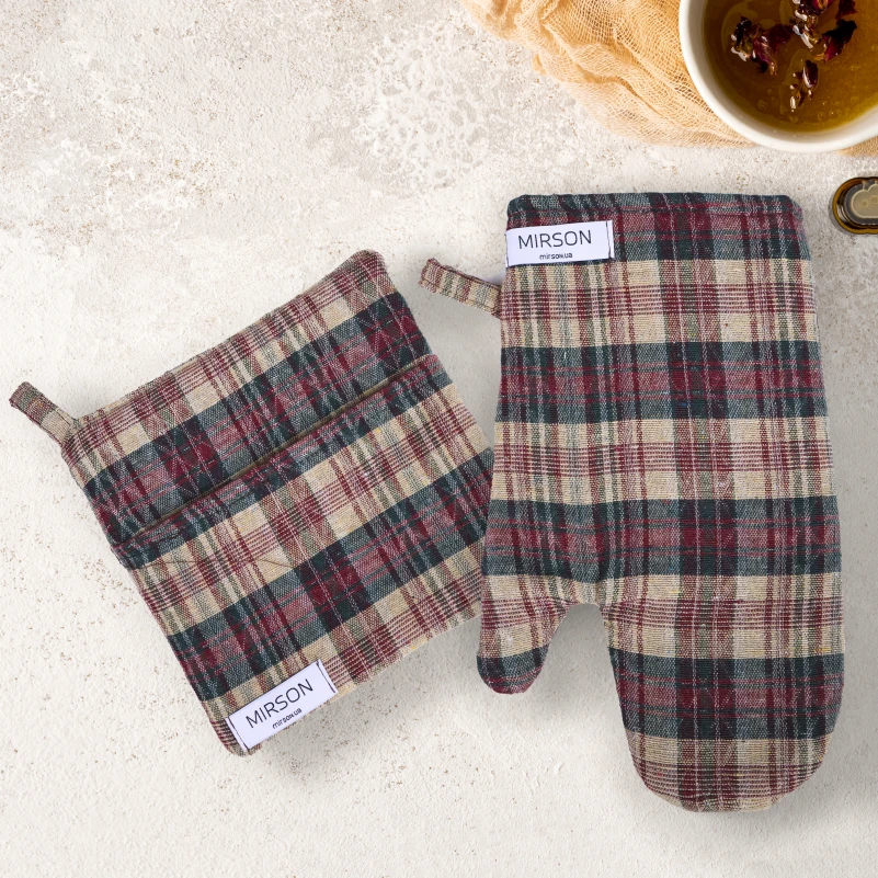 Набір №9001 Coffee (прихватка 1 шт., рукавиця 1 шт.) гобелен/вафля