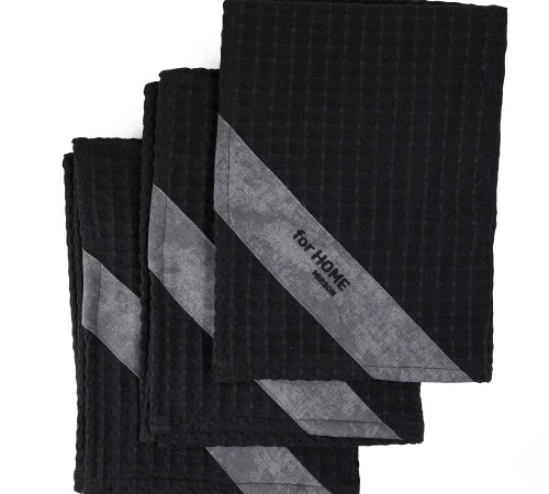 Набір рушників дак/вафля №700 Black (3 шт)