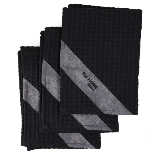 Набір рушників дак/вафля №700 Black (3 шт)