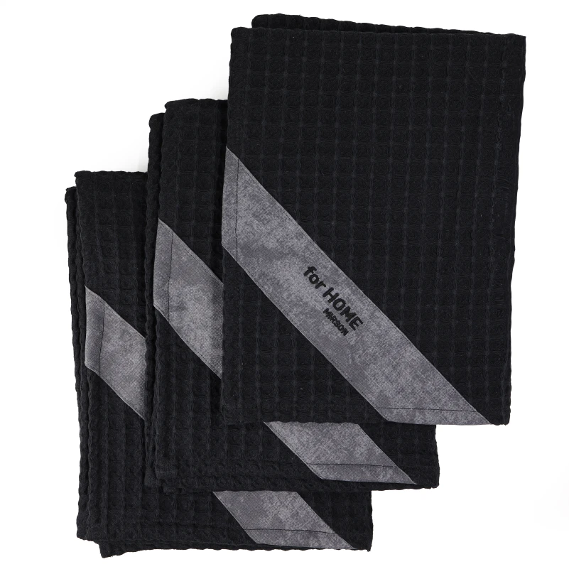 Набір рушників дак/вафля №700 Black (3 шт)