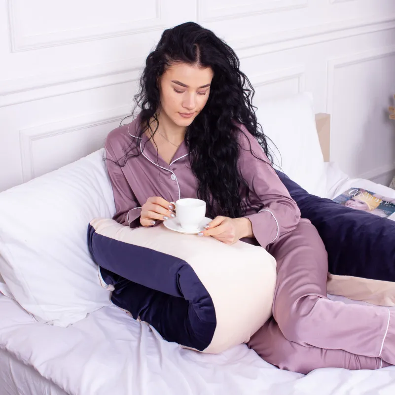 Подушка для беременных и отдыха U-образная № 8022 Velvet Line "Ruellia" EcoSilk велюр - 6