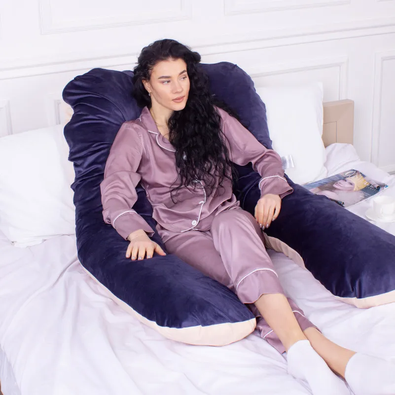 Подушка для беременных и отдыха U-образная № 8022 Velvet Line "Ruellia" EcoSilk велюр - 7