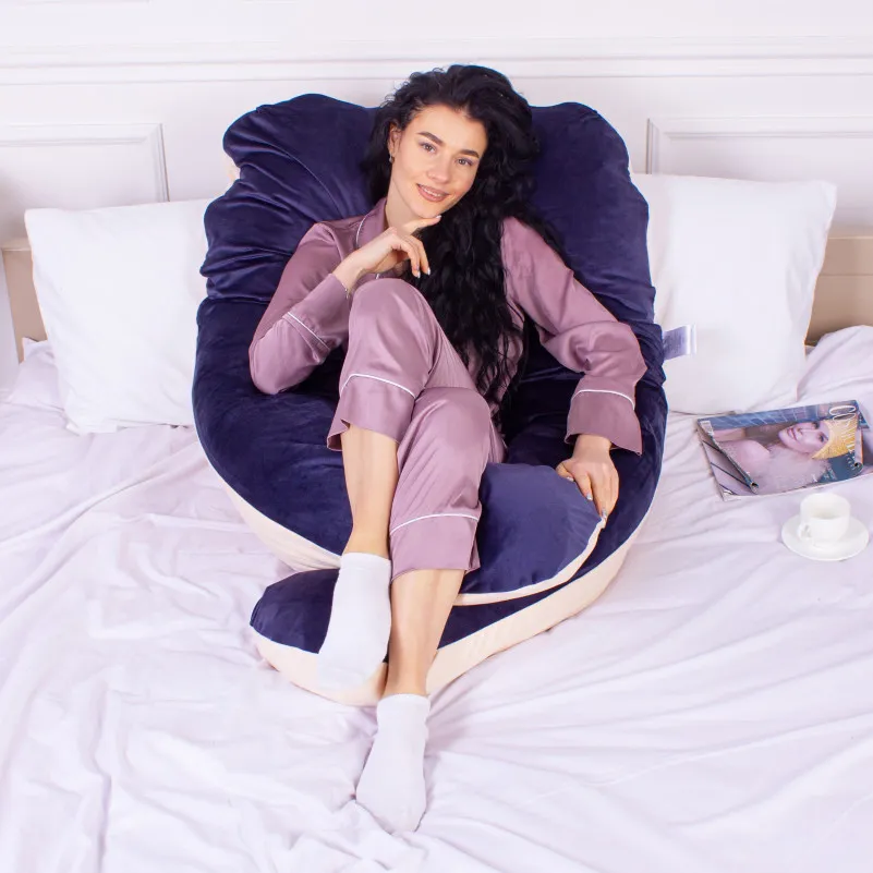 Подушка для беременных и отдыха U-образная № 8022 Velvet Line "Ruellia" EcoSilk велюр - 8