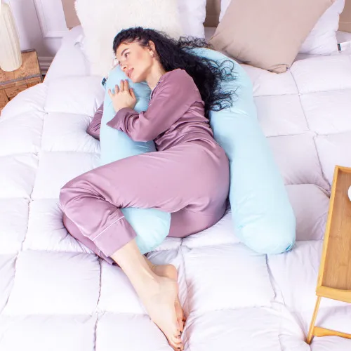 Подушка для беременных и отдыха U-образная №8591 Eco Line Blue упрощенная  EcoSilk микросатин