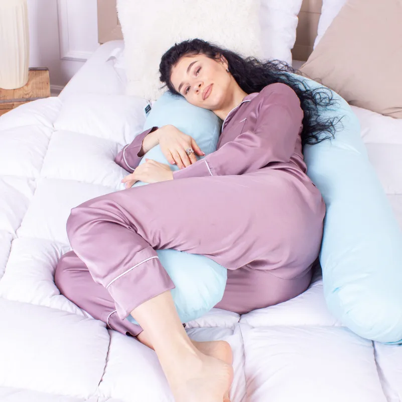 Подушка для беременных и отдыха U-образная №8591 Eco Line Blue упрощенная  EcoSilk микросатин - 5