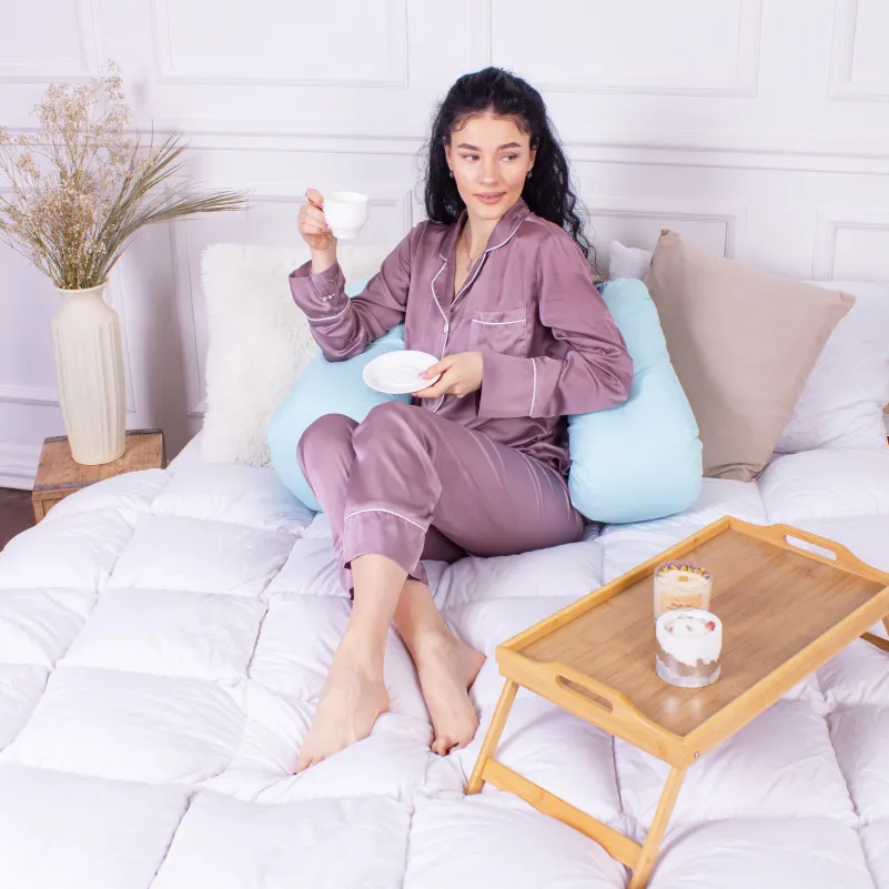 Подушка для беременных и отдыха U-образная №8591 Eco Line Blue упрощенная  EcoSilk микросатин - 9