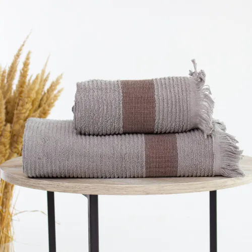 Набор банных полотенец (2 шт.) Е №105 Elite Luxury Gray