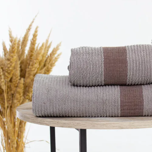 Набор банных полотенец (2 шт.) Е №105 Elite Luxury Gray - 2
