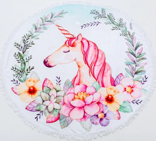 Пляжное полотенце №5063 Summer Time Unicorn girl