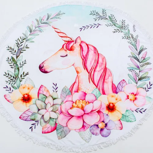 Пляжное полотенце №5063 Summer Time Unicorn girl
