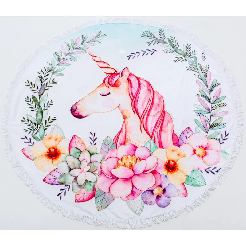 Пляжное полотенце №5063 Summer Time Unicorn girl