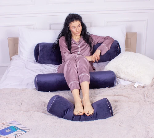 Подушка-валик №8130 Velvet Line 28-0006 Navy blue EcoSilk