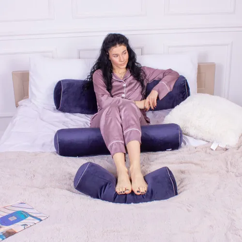 Подушка-валик №8130 Velvet Line 28-0006 Navy blue EcoSilk