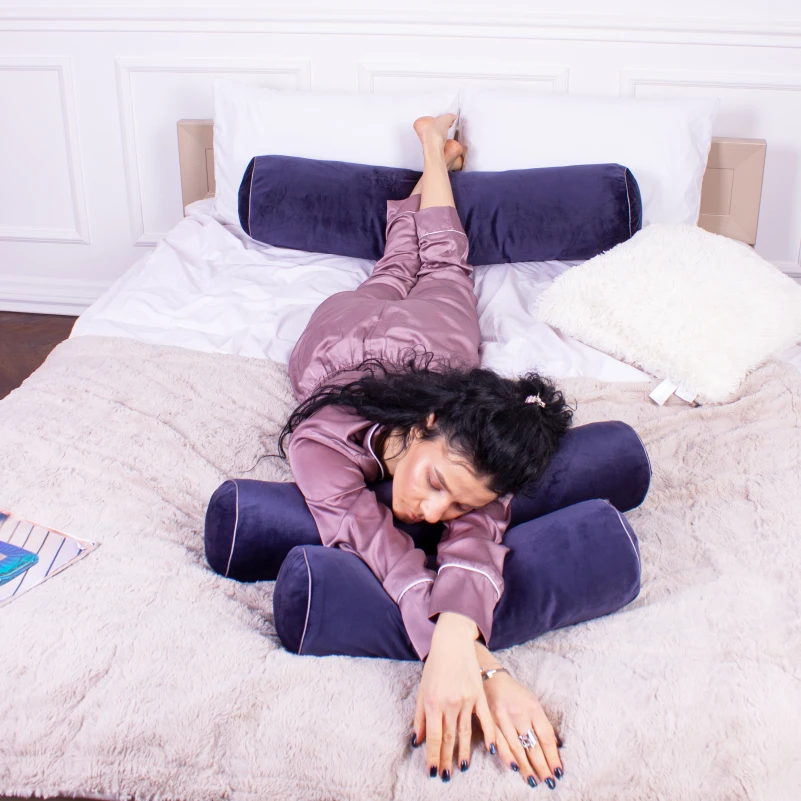 Подушка-валик №8130 Velvet Line 28-0006 Navy blue EcoSilk - 9