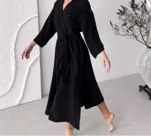 Халат "Muslin Touch long" black