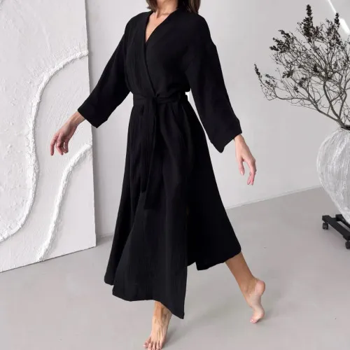 Халат "Muslin Touch long" black