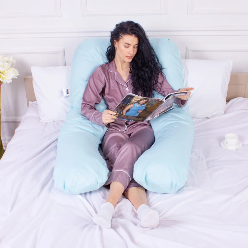 Подушка для беременных и отдыха U-образная № 8013 Eco Line "Blue" EcoSilk микросатин - 8