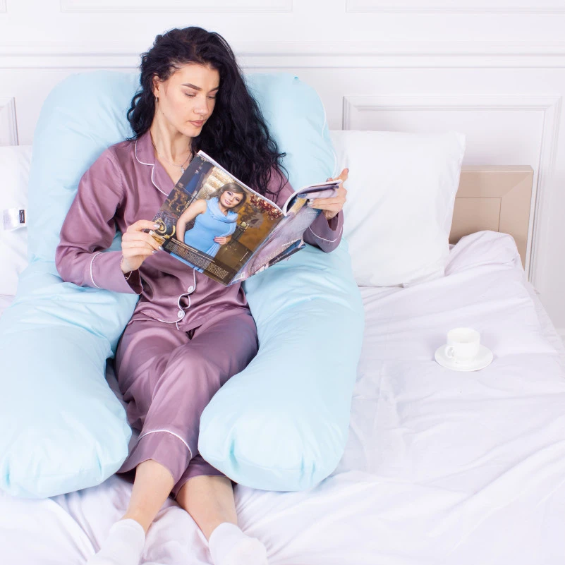 Подушка для беременных и отдыха U-образная № 8013 Eco Line "Blue" EcoSilk микросатин - 10