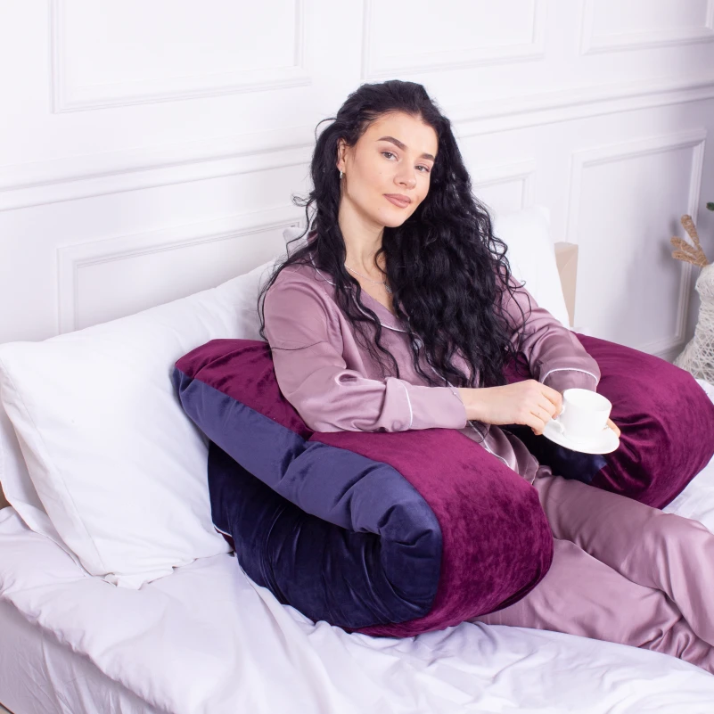 Подушка для беременных и отдыха U-образная № 8023 Velvet Line "Primula" EcoSilk велюр - 9