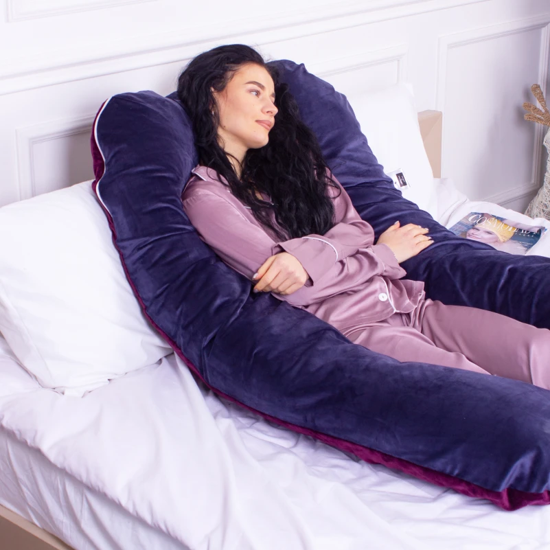 Подушка для беременных и отдыха U-образная № 8023 Velvet Line "Primula" EcoSilk велюр - 10