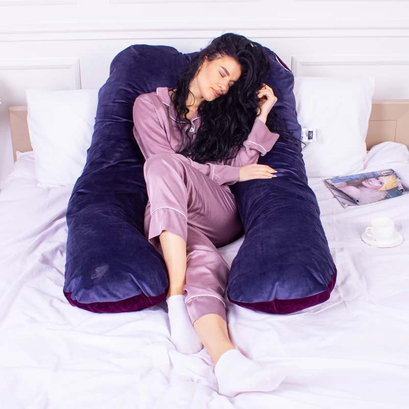 Подушка для беременных и отдыха U-образная № 8023 Velvet Line "Primula" EcoSilk велюр - 11