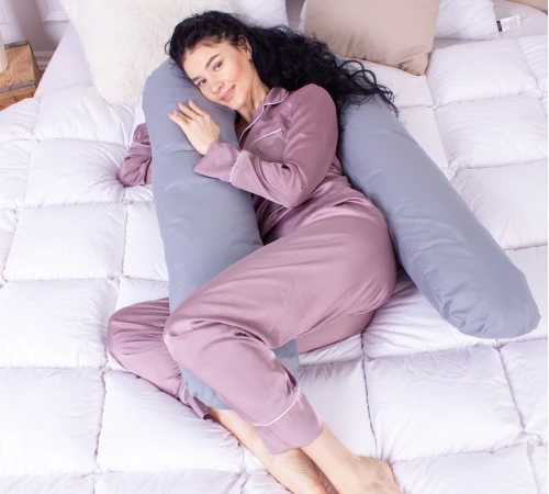 Подушка для беременных и отдыха U-образная №8592 Eco Line Gray упрощенная EcoSilk микросатин