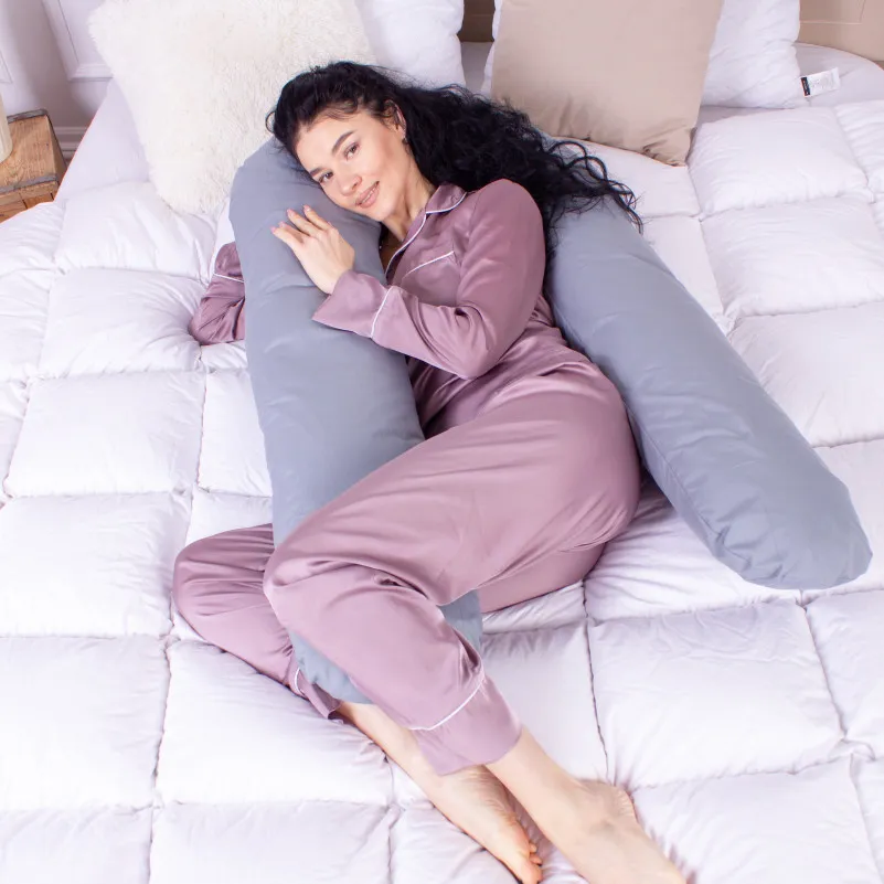 Подушка для беременных и отдыха U-образная №8592 Eco Line Gray упрощенная EcoSilk микросатин