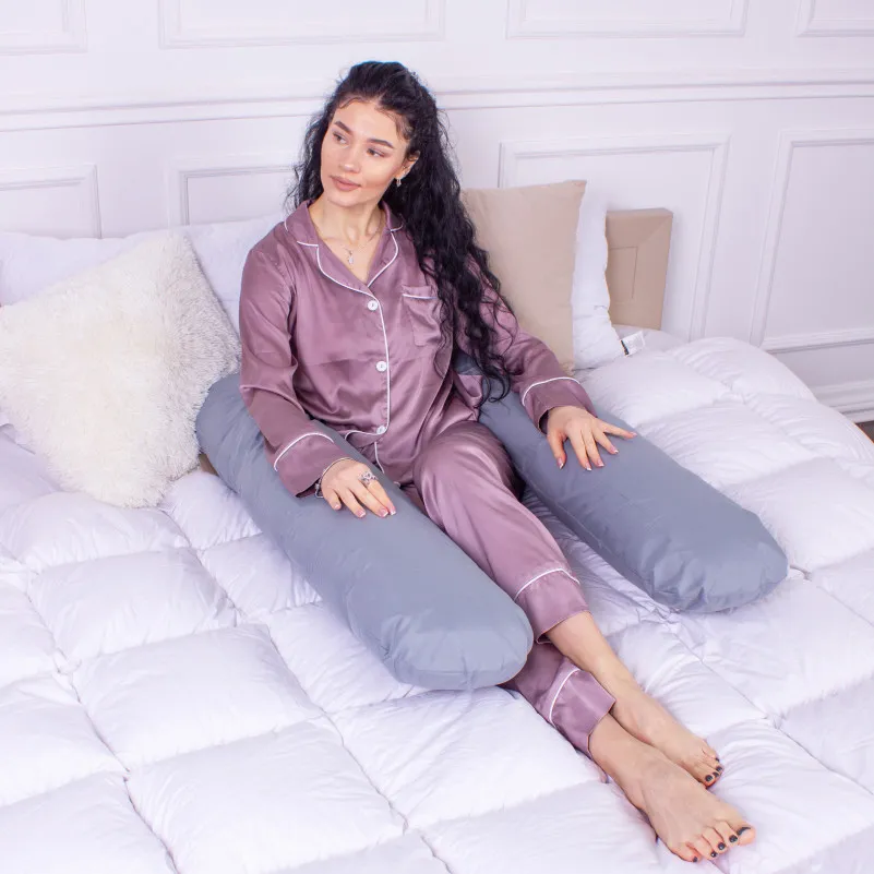 Подушка для беременных и отдыха U-образная №8592 Eco Line Gray упрощенная EcoSilk микросатин - 5