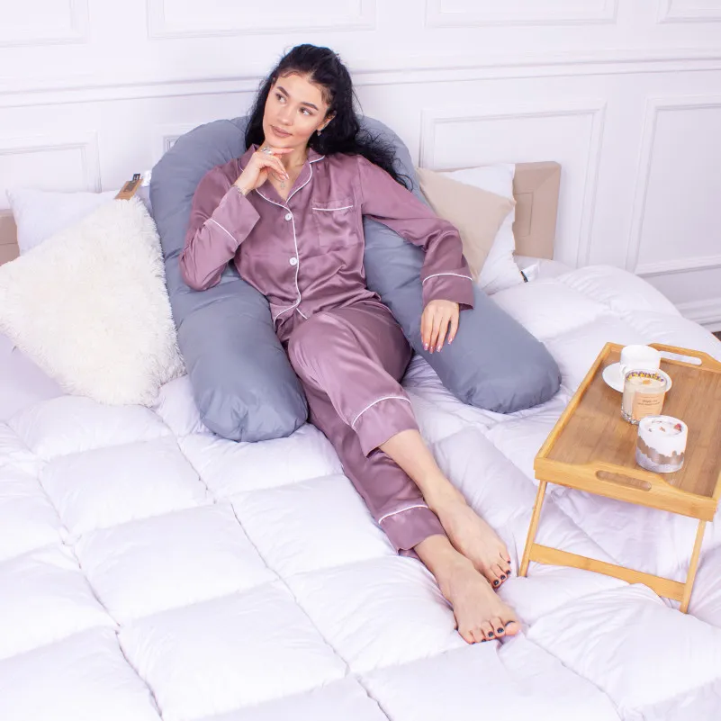 Подушка для беременных и отдыха U-образная №8592 Eco Line Gray упрощенная EcoSilk микросатин - 7