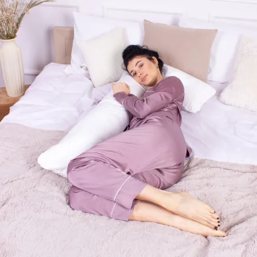 Подушка для беременных и отдыха Г-образная №8454 Velvet Line 28-0001 White EcoSilk велюр