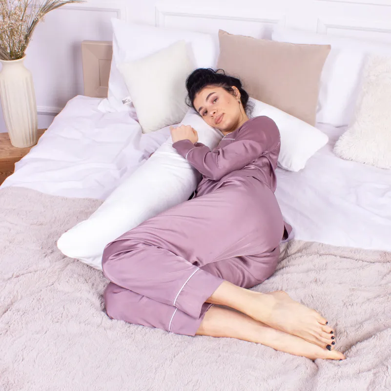 Подушка для беременных и отдыха Г-образная №8454 Velvet Line 28-0001 White EcoSilk велюр