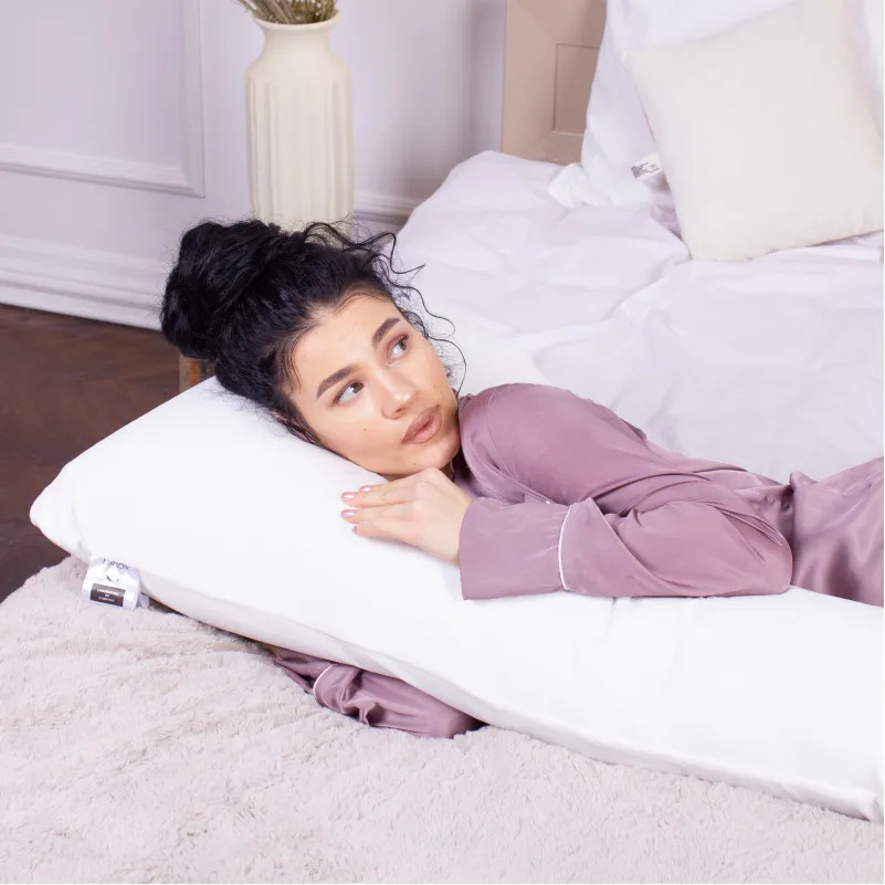 Подушка для беременных и отдыха Г-образная №8454 Velvet Line 28-0001 White EcoSilk велюр - 5