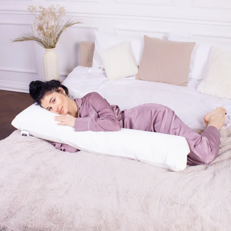 Подушка для беременных и отдыха Г-образная №8454 Velvet Line 28-0001 White EcoSilk велюр - 6