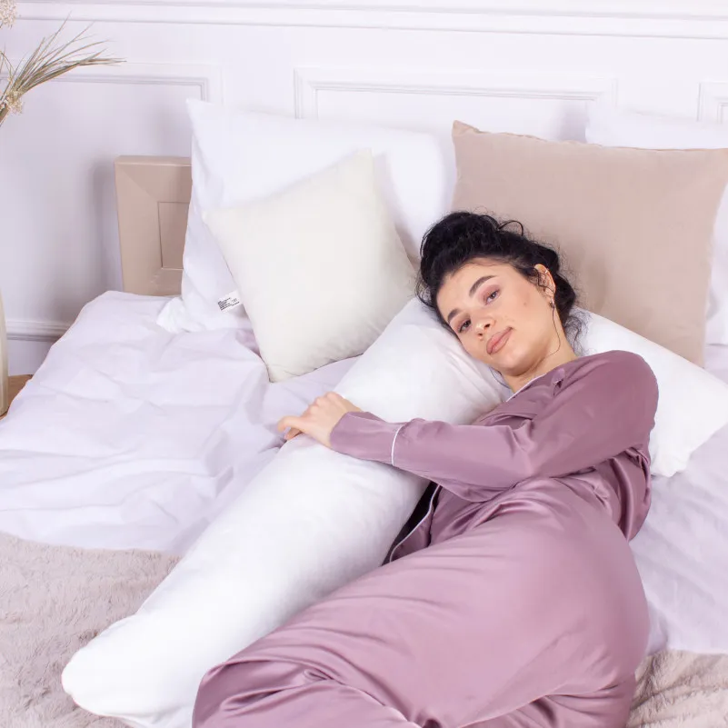 Подушка для беременных и отдыха Г-образная №8454 Velvet Line 28-0001 White EcoSilk велюр - 7