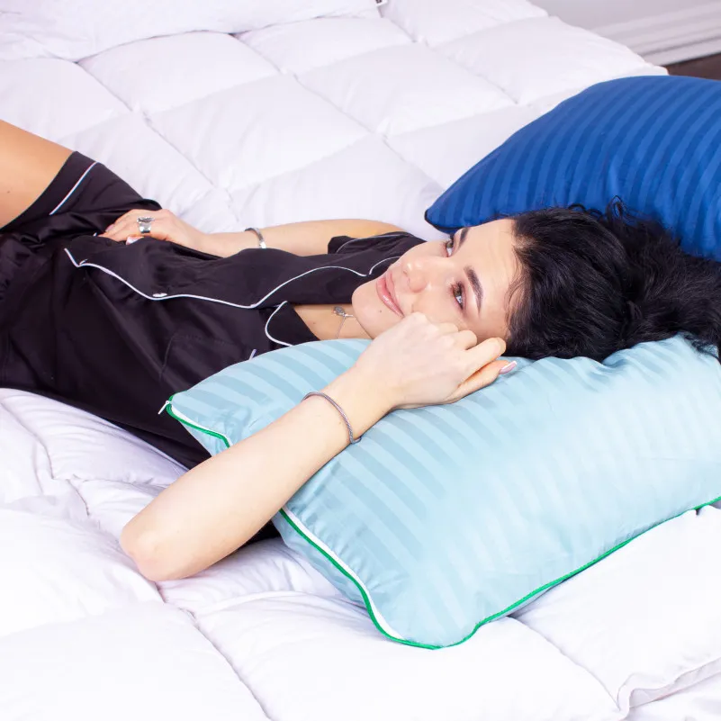 Подушка ортопедична (стружка Memory) №4078 Satin Stripe 30-0014 Mint MEN 59*43*12 см - 7